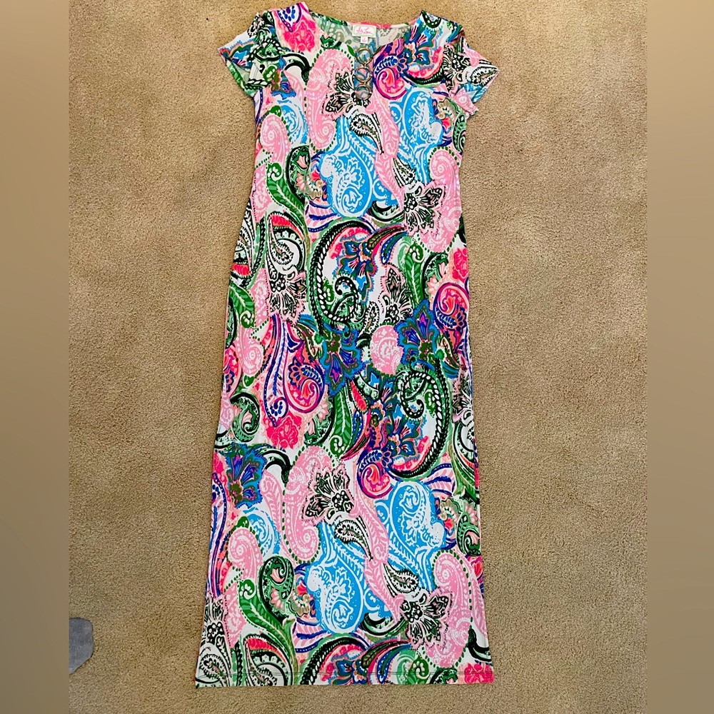 Ivy Lane colorful long resort wear dress, size S
